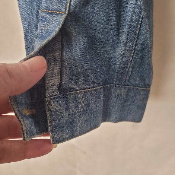 Embroidered denim front tie shacket Size XS boho western womens - Picture 7 of 9